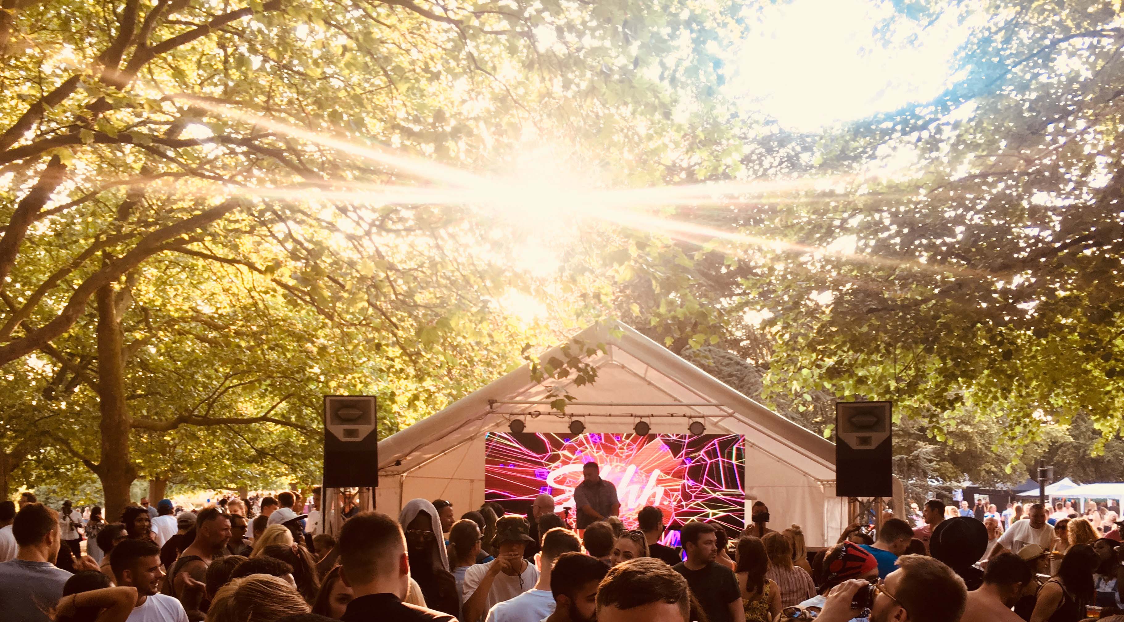 Bedford River Festival Marquee for dance stage. Riverside Marquees